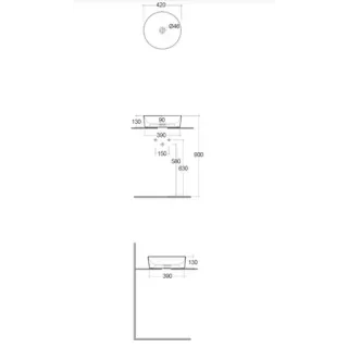RAK Ceramics BATU Umywalka slim nablatowa okrągła 42 cm Mica Warm Grey BATCT4200621A.