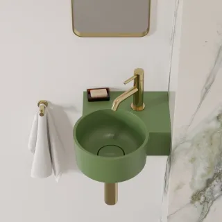 Omnires OVO M+ umywalka nablatowa/wisząca - prawa, 33 x 34 cm, olive mat OVO335UWPOL