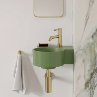 Omnires OVO M+ umywalka nablatowa/wisząca - prawa, 33 x 34 cm, olive mat OVO335UWPOL