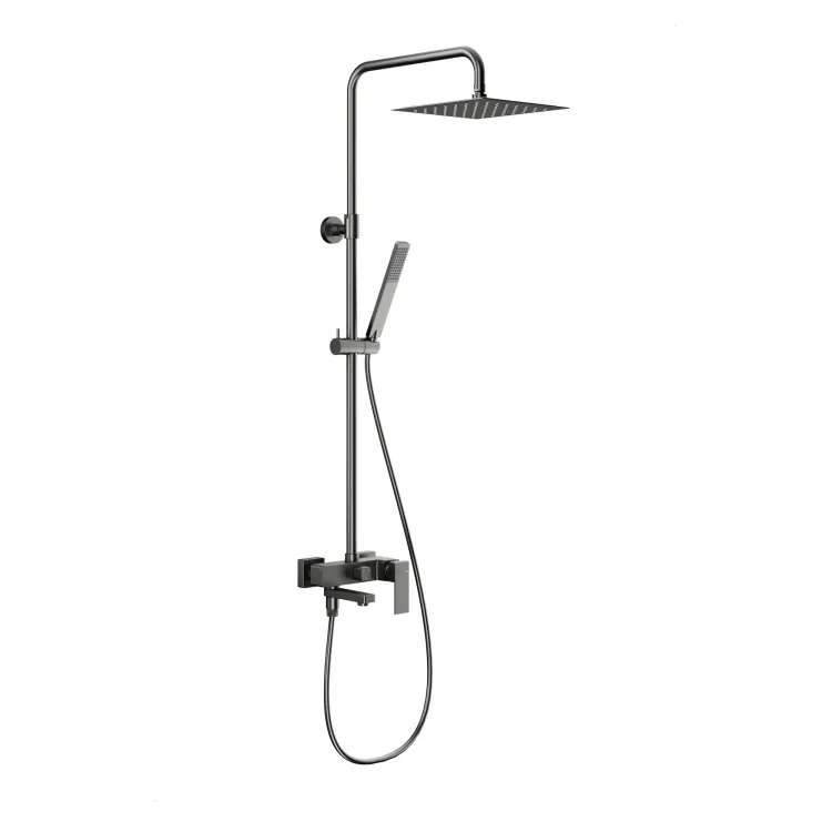 KFA Armatura LOGON GUN METAL GREY deszczownia z baterią natryskową i składaną wylewką wannową 5136-925-61
