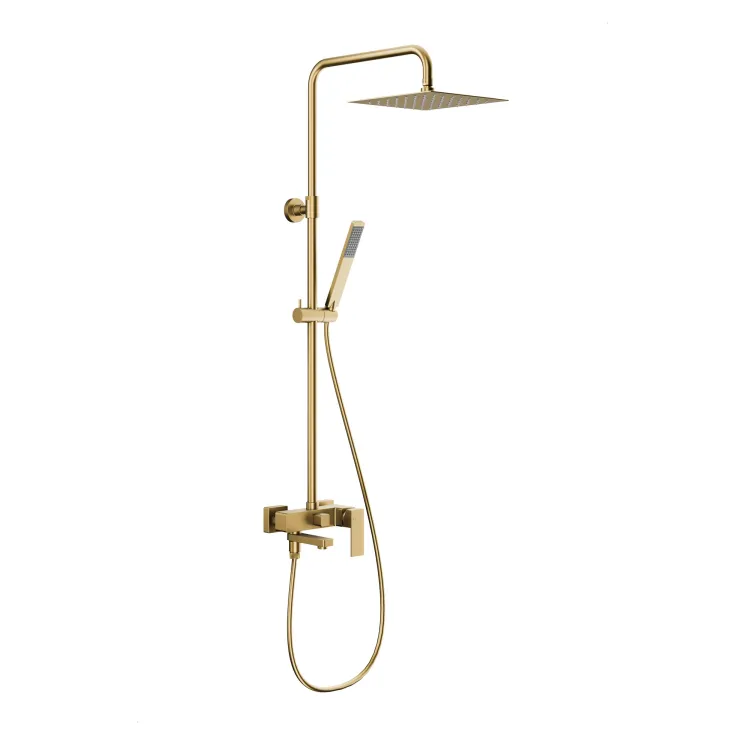 KFA Armatura LOGON BRUSHED LIGHT GOLD deszczownia z baterią natryskową i składaną wylewką wannową 5136-925-39