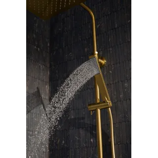 KFA Armatura LOGON BRUSHED LIGHT GOLD deszczownia z baterią natryskową i składaną wylewką wannową 5136-925-39