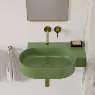 Omnires OVO M+ umywalka nablatowa/wisząca - prawa, 64 x 44 cm, olive mat OVO645UWPOL