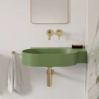 Omnires OVO M+ umywalka nablatowa/wisząca - prawa, 64 x 44 cm, olive mat OVO645UWPOL