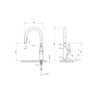 Omnires BEND bateria kuchenna z wyciąganą wylewką, mosiądz szczotkowany BE6455BSB