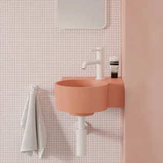 Omnires OVO M+ umywalka nablatowa/wisząca - prawa, 33 x 34 cm, coral mat OVO335UWPCO
