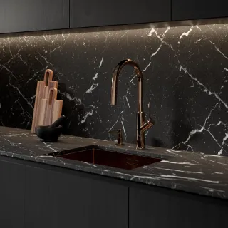 Omnires BEND bateria kuchenna z wyciąganą wylewką, miedź połysk BE6455CP