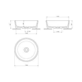 Omnires BARI M+ umywalka nablatowa, ø38 cm, biały połysk BARIUNBP