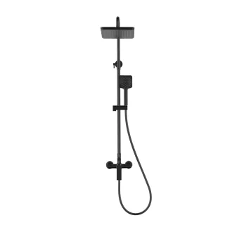 Invena DESZCZOWNIA Z BATERIĄ NATRYSKOWĄ NERI TREND CZARNA AU-09-B04-L