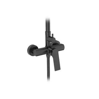 Invena DESZCZOWNIA Z BATERIĄ NATRYSKOWĄ NERI TREND CZARNA AU-09-B04-L