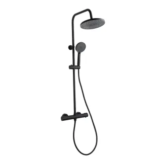 Invena DESZCZOWNIA Z BATERIĄ TERMOSTATYCZNĄ VOLOS, CZARNA AU-37-T04-V