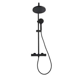 Invena DESZCZOWNIA Z BATERIĄ TERMOSTATYCZNĄ VOLOS, CZARNA AU-37-T04-V