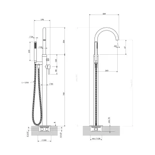 Omnires Y bateria wannowa wolnostojąca, mosiądz szczotkowany Y1233-SBSB