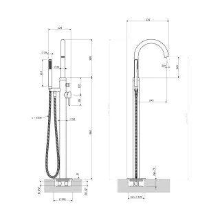 Omnires Y bateria wannowa wolnostojąca wysoka, mosiądz szczotkowany Y1233BSB