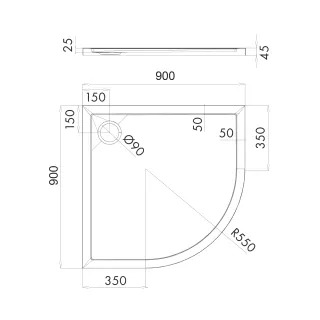 Omnires MERTON akrylowy brodzik prysznicowy, 90 x 90 cm, biały połysk MERTON90-OBP