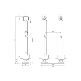Omnires uniwersalne nogi do baterii wannowej, czarny półmat 8819BL
