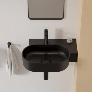 Omnires OVO M+ umywalka nablatowa/wisząca - prawa, 55 x 38 cm, black lava mat OVO555UWPBLV