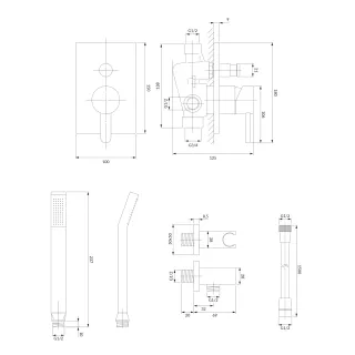 Omnires DARLING system prysznicowy podtynkowy, złoty połysk SYSDA18GL