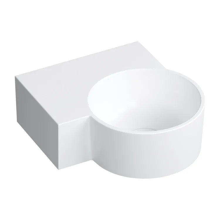 Omnires OVO M+ umywalka nablatowa/wisząca - lewa, 33 x 34 cm, biały mat OVO335UWLBM