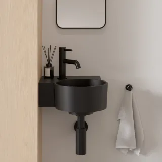 Omnires OVO M+ umywalka nablatowa/wisząca - lewa, 33 x 34 cm, black lava mat OVO335UWLBLV