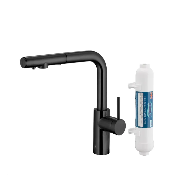 KFA Armatura DUERO PURE BASIC BLACK bateria kuchenna z filtracją wody oraz wyciąganą wylewką  6623-112-81
