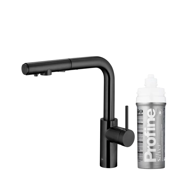 KFA Armatura DUERO PURE BASIC BLACK bateria kuchenna z filtracją wody oraz wyciąganą wylewką  6623-114-81