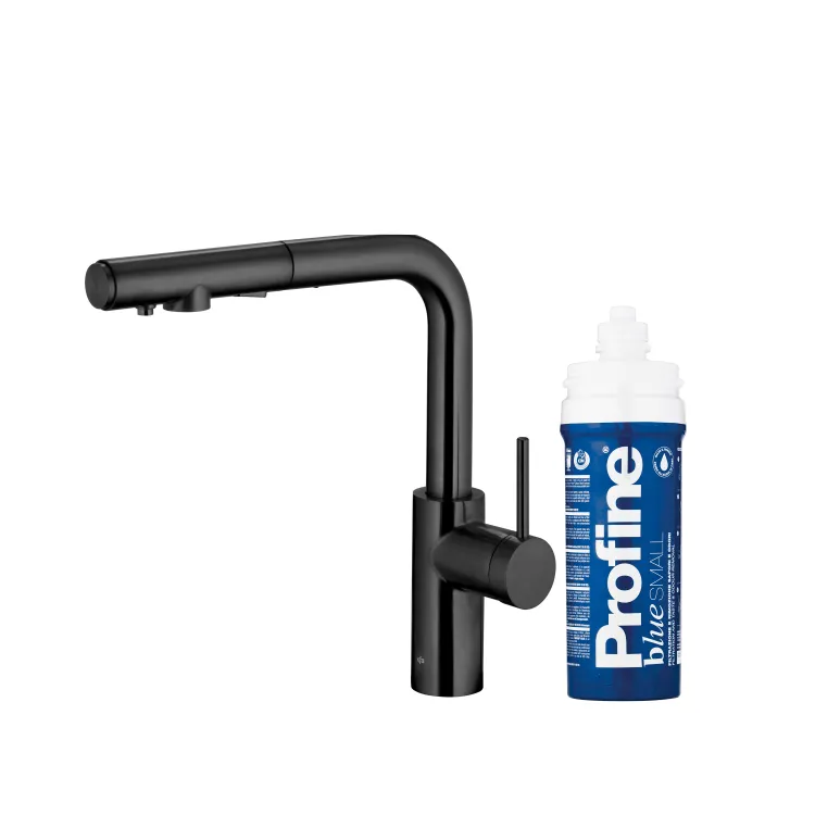 KFA Armatura DUERO PURE BASIC BLACK bateria kuchenna z filtracją wody oraz wyciąganą wylewką  6623-113-81