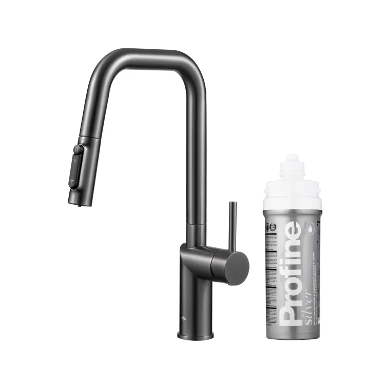 KFA Armatura DUERO PURE STYLE GUN METAL GREY bateria kuchenna z filtracją wody oraz wyciąganą wylewką  6623-314-61