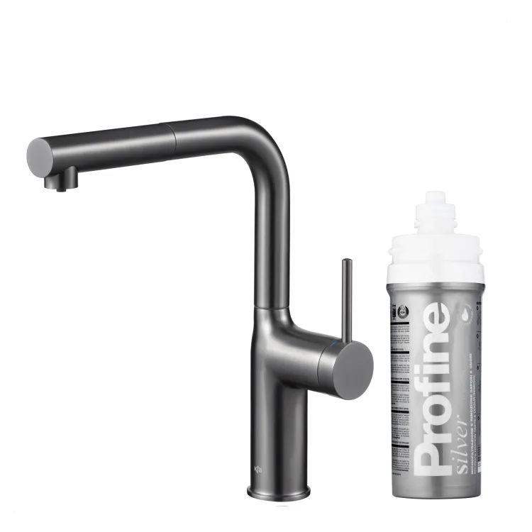 KFA Armatura DUERO PURE MOVE GUN METAL GREY bateria kuchenna z filtracją wody oraz wyciąganą wylewką 6623-424-61