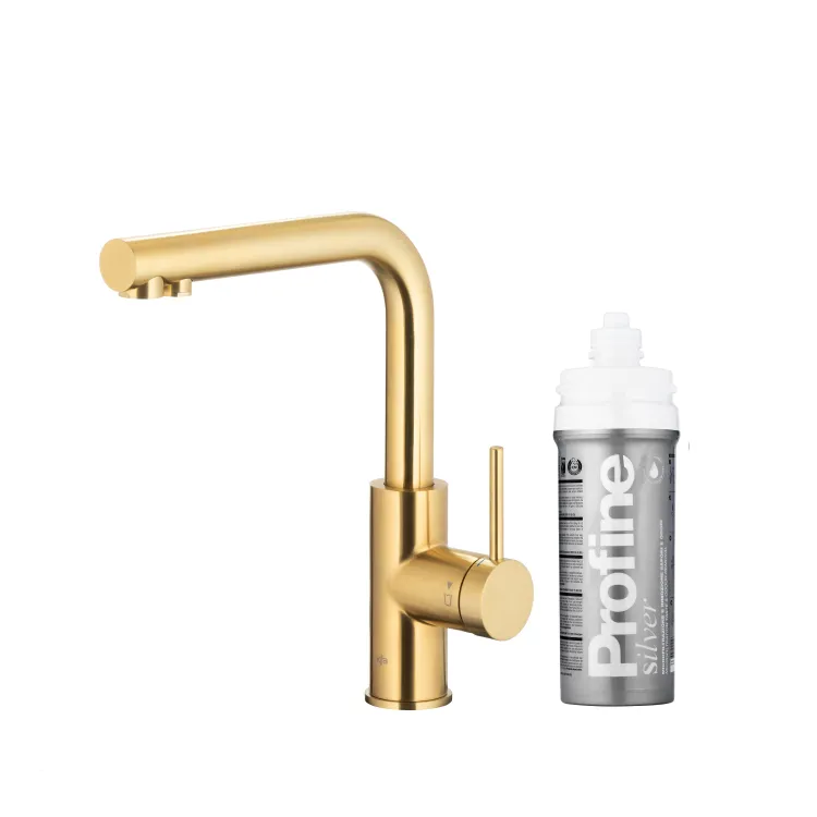 KFA Armatura DUERO PURE BASIC BRUSHED LIGHT GOLD bateria kuchenna z filtracją wody 6623-914-39