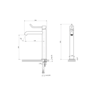 Omnires Y [Inclusive Design] bateria umywalkowa wysoka, nikiel szczotkowany Y1212ID-NI