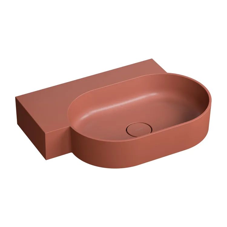 Omnires OVO M+ umywalka nablatowa/wisząca - lewa, 64 x 44 cm, terracotta mat OVO645UWLTE
