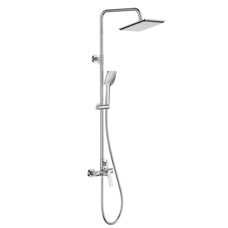 Invena DESZCZOWNIA Z BATERIĄ NATRYSKOWĄ NERI TREND CHROM AU-09-B01-L