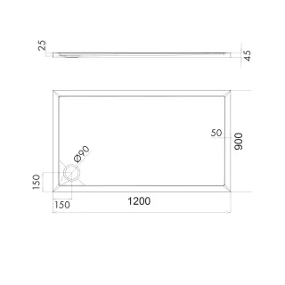 Omnires MERTON akrylowy brodzik prysznicowy, 90 x 120 cm, biały połysk MERTON90-120-PBP