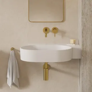 Omnires OVO M+ umywalka nablatowa/wisząca - prawa, 64 x 44 cm, biały mat OVO645UWPBM