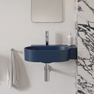 Omnires OVO M+ umywalka nablatowa/wisząca - prawa, 55 x 38 cm, midnight blue mat OVO555UWPMB