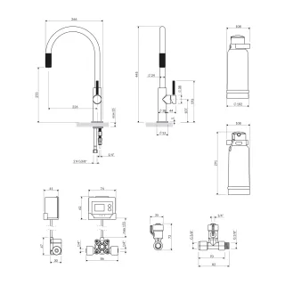 Omnires SWITCH bateria kuchenna z zestawem filtrującym, czarny mat SW9057-FD1BL