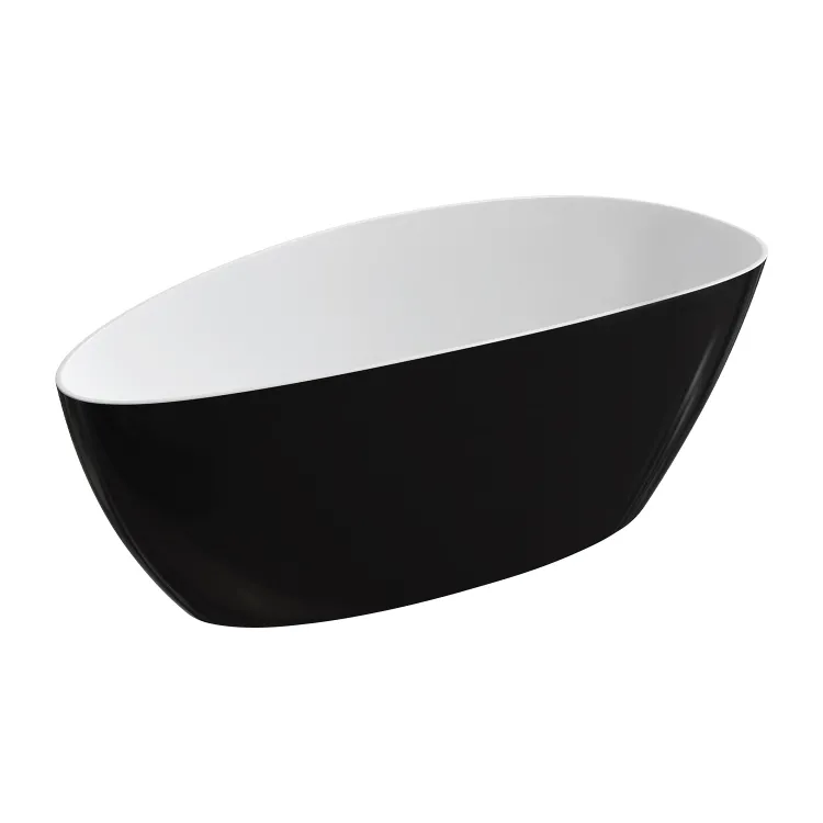 Omnires BARCELONA M+ wanna wolnostojąca, 170 x 77 cm, biały/czarny połysk BARCELONAXLBCP