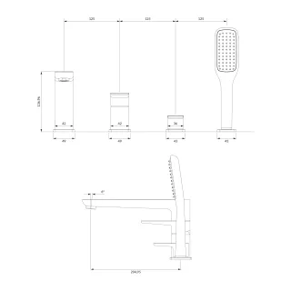 Omnires PARMA bateria wannowa 4-otworowa, chrom połysk PM7432CR