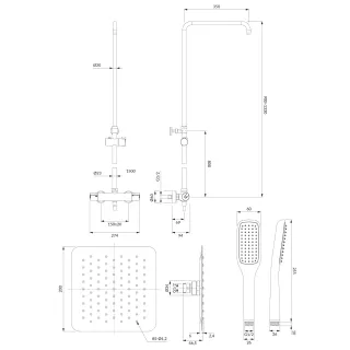 Omnires UNI termostatyczny system prysznicowy natynkowy, chrom połysk Y1244X-6-KCR