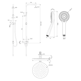 Omnires YOSEMITE kolumna prysznicowa natynkowa, chrom połysk SYSYOSEMITELUXCR