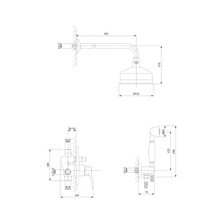 Omnires ART DECO system prysznicowy podtynkowy, brąz antyczny szczotkowany SYSAD26BR