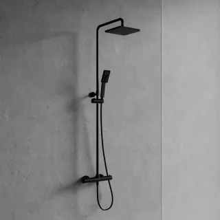 Omnires UNI termostatyczny system prysznicowy natynkowy, czarny półmat Y1244JBL