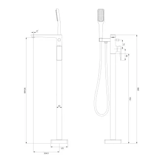 Omnires PARMA bateria wannowa wolnostojąca, chrom połysk PM7433CR