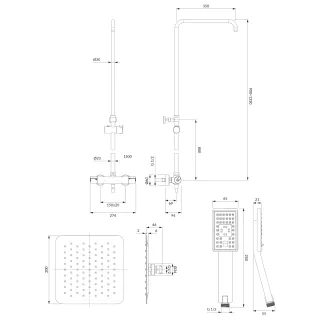 Omnires UNI termostatyczny system prysznicowy natynkowy, chrom połysk Y1244XMCR