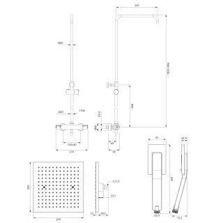 Omnires UNI termostatyczny system prysznicowy natynkowy, chrom połysk SYSY11-N-6CR