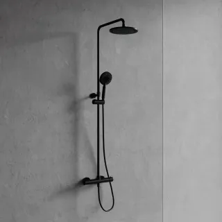 Omnires UNI termostatyczny system prysznicowy natynkowy, czarny półmat Y1244NBL