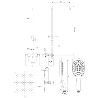 Omnires UNI termostatyczny system prysznicowy natynkowy, chrom połysk Y1244DCR