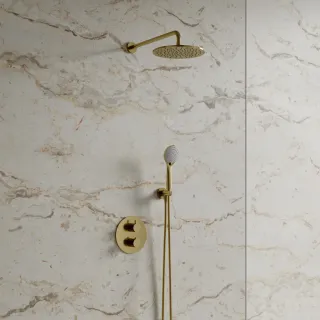 Omnires Y termostatyczny system prysznicowy podtynkowy, złoty szczotkowany SYSYT05GLB