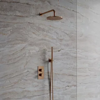 Omnires CONTOUR termostatyczny system prysznicowy podtynkowy, miedź szczotkowana SYSCT11CPB